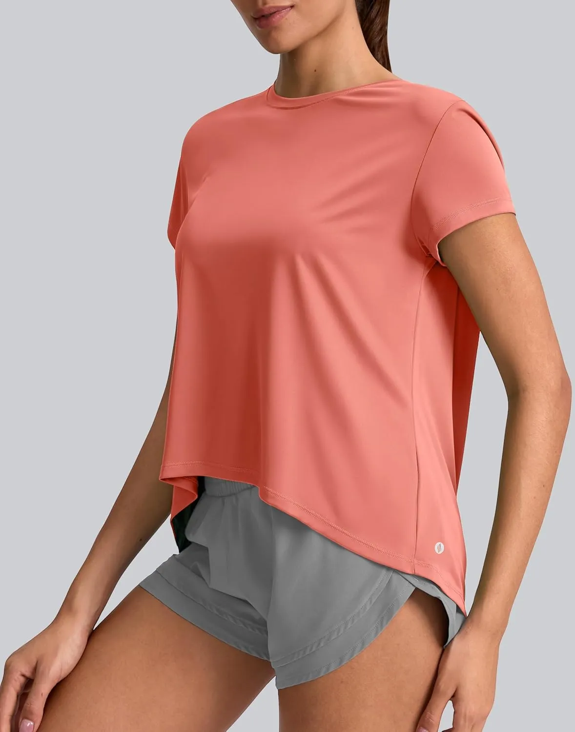 SANTINY Short Sleeve Workout Tops for Women Loose Yoga T-Shirts Sun Protection Breathable Running Athletic Tee Shirts