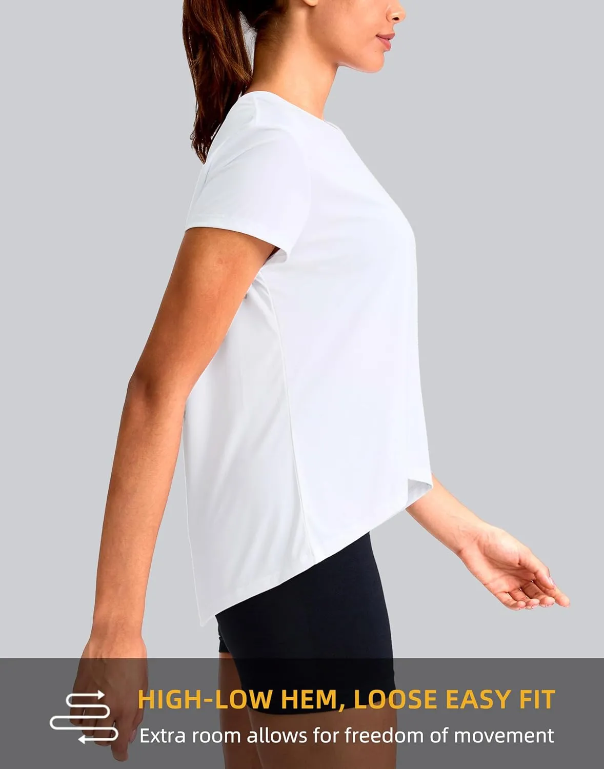 SANTINY Short Sleeve Workout Tops for Women Loose Yoga T-Shirts Sun Protection Breathable Running Athletic Tee Shirts