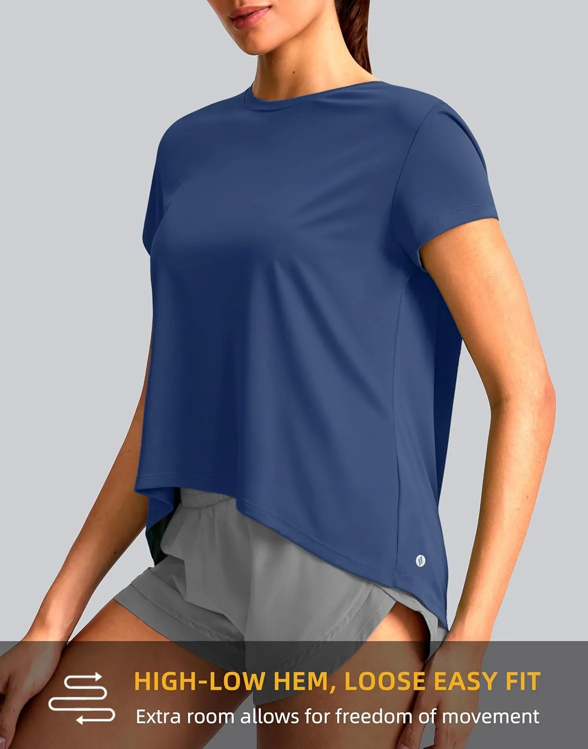 SANTINY Short Sleeve Workout Tops for Women Loose Yoga T-Shirts Sun Protection Breathable Running Athletic Tee Shirts