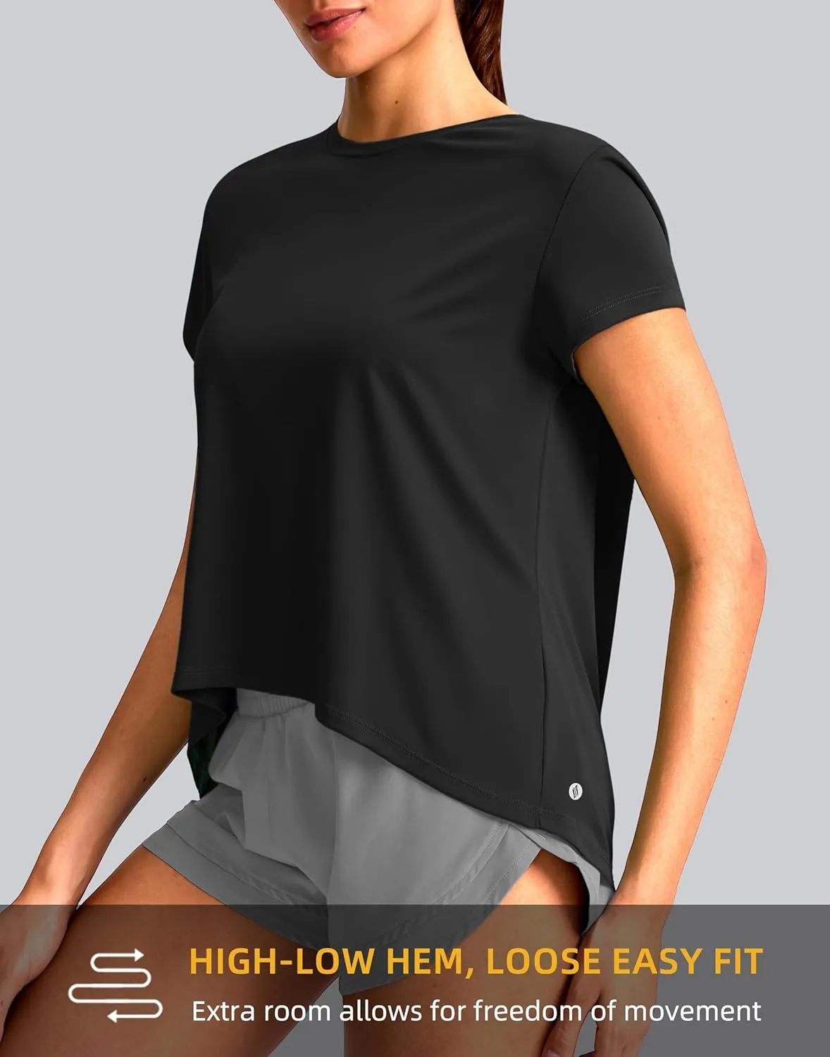 SANTINY Short Sleeve Workout Tops for Women Loose Yoga T-Shirts Sun Protection Breathable Running Athletic Tee Shirts