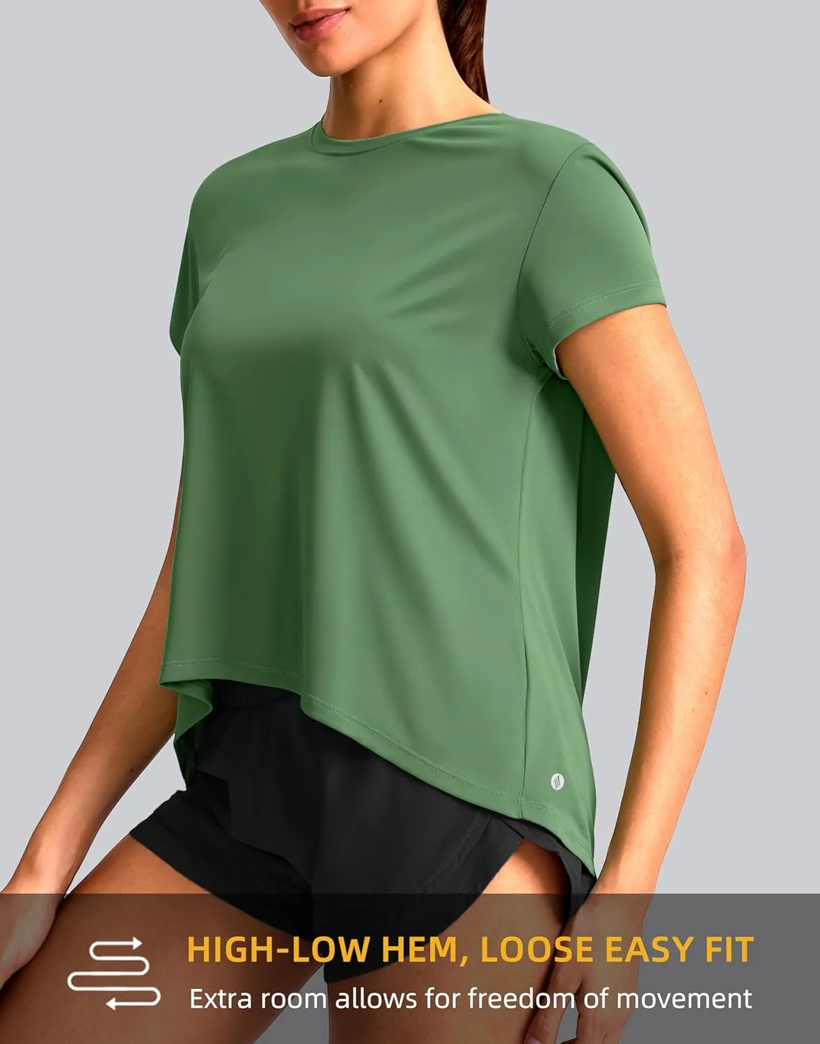 SANTINY Short Sleeve Workout Tops for Women Loose Yoga T-Shirts Sun Protection Breathable Running Athletic Tee Shirts