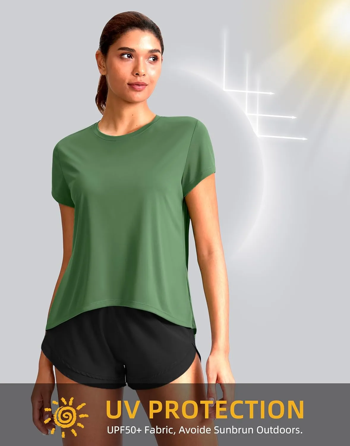 SANTINY Short Sleeve Workout Tops for Women Loose Yoga T-Shirts Sun Protection Breathable Running Athletic Tee Shirts