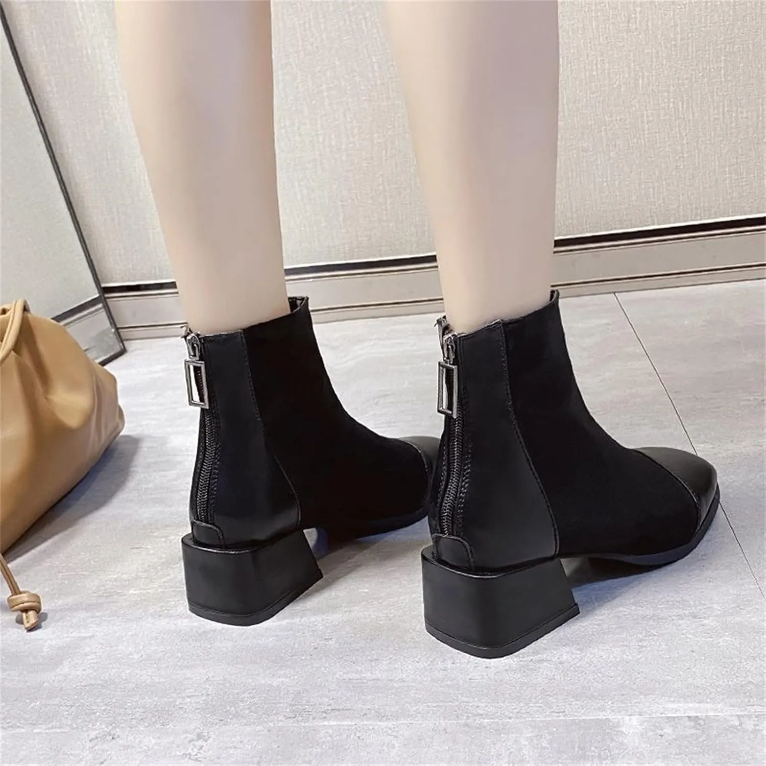 SBGMoSJ Womens Black Open Toe Booties And Ankle Boots Women's Wide Width Black Booties Fall Booties for Women 2023 Open Toe Fall Booties for Women No Heel Women Ankle Boots Winter