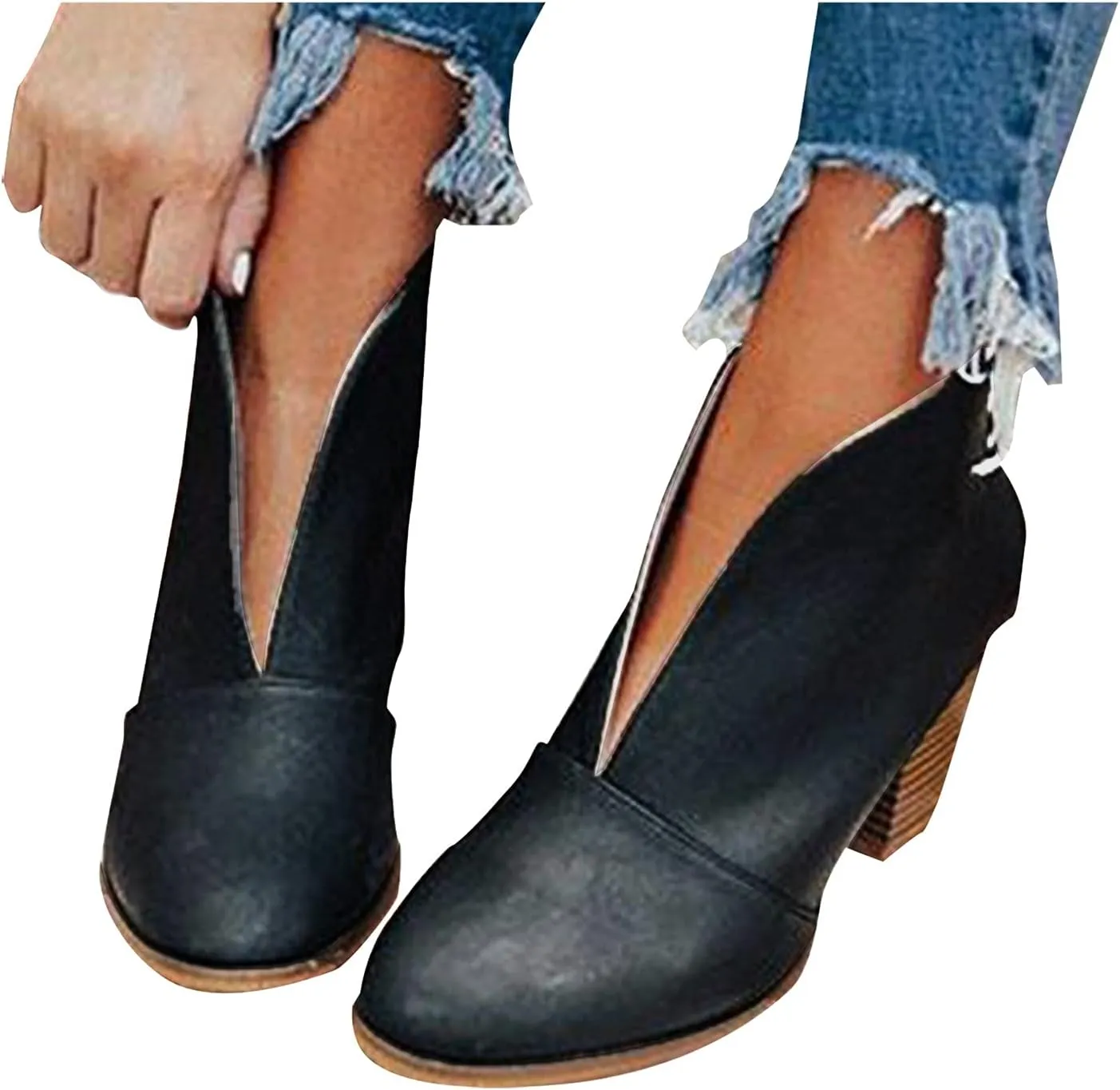 SBGMoSJ Womens Black Open Toe Booties And Ankle Boots Women's Wide Width Black Booties Fall Booties for Women 2023 Open Toe Fall Booties for Women No Heel Women Ankle Boots Winter