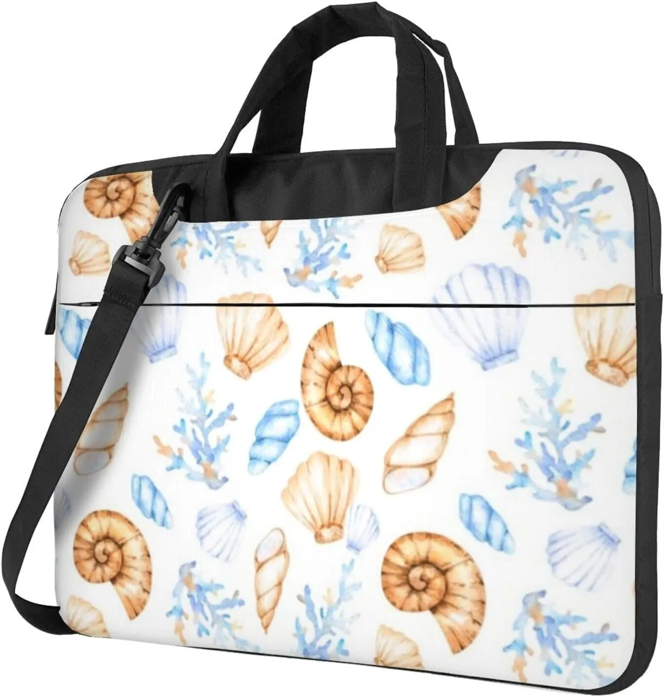 Seashells And Corals Portable 13-15.6 Inch Laptop Bag For Man And Women, Computer Messenger Bag, Trendy Shoulder Strap Design