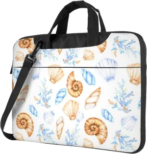 Seashells And Corals Portable 13-15.6 Inch Laptop Bag For Man And Women, Computer Messenger Bag, Trendy Shoulder Strap Design