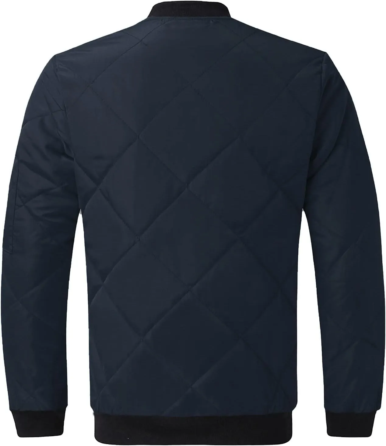 SHOPESSA Men's Winter Coat Casual Mock Neck Zip Up Down Jacket Padded Bomber Jacket Men Relaxed Fit Diamond Quilted Jackets