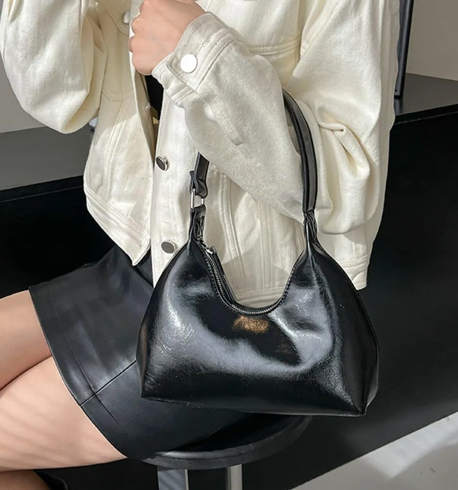 Shoulder Bag for Women Burgundy Y2k Handbag Trendy Vegan Leather Shoulder Purse Crescent Tote Underarm Purses