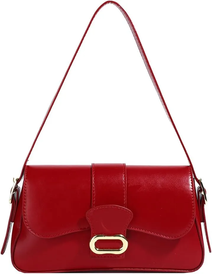 Shoulder Bag for Women Closure Flap Handbag PU Leather Zipper Clutch Bag Solid Color Satchel Purse Travel Shopping
