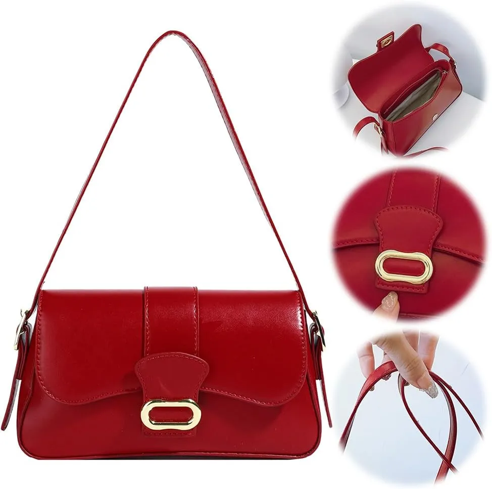 Shoulder Bag for Women Closure Flap Handbag PU Leather Zipper Clutch Bag Solid Color Satchel Purse Travel Shopping
