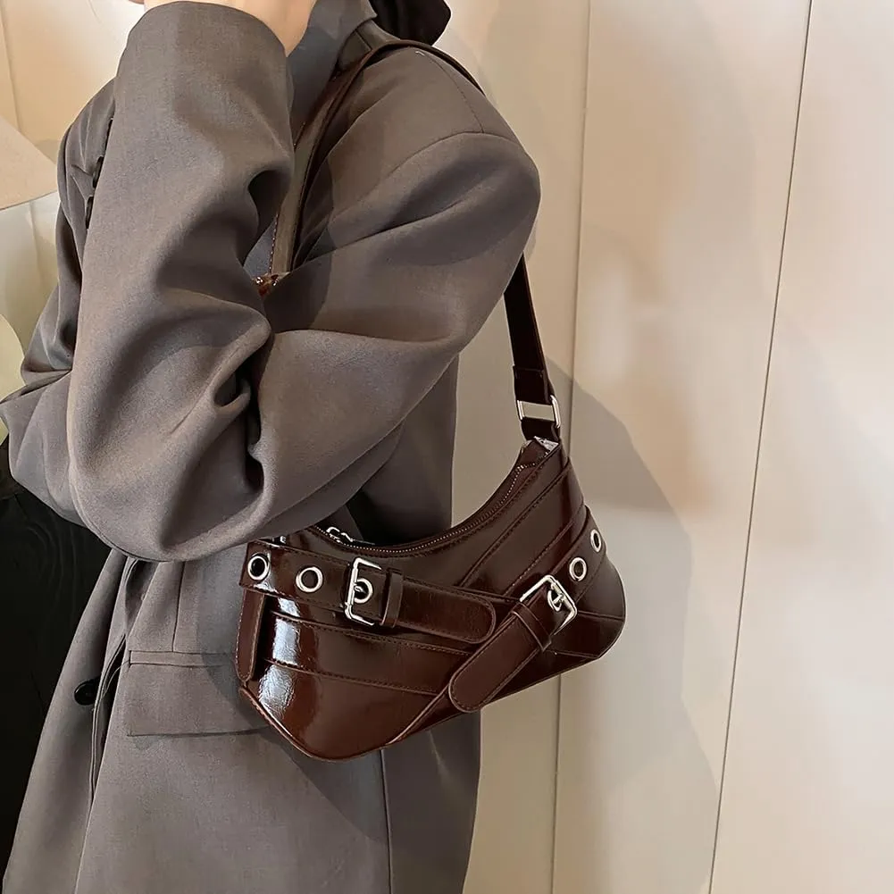 Shoulder Bag Y2k Purse for Women Punk Style Hobo Handbag Trendy Shoulder Purse Pu Leather Clutch Y2k Bag Fall Purse