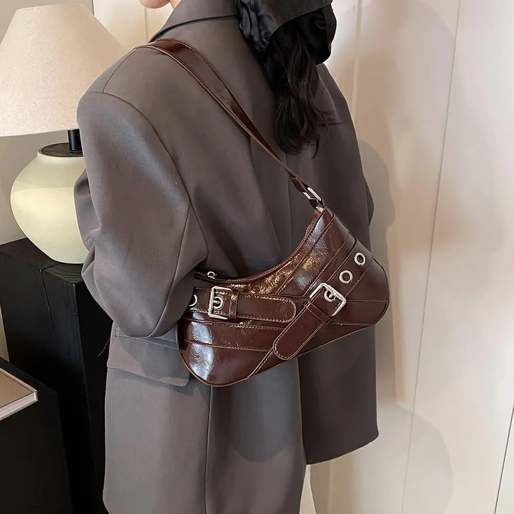 Shoulder Bag Y2k Purse for Women Punk Style Hobo Handbag Trendy Shoulder Purse Pu Leather Clutch Y2k Bag Fall Purse
