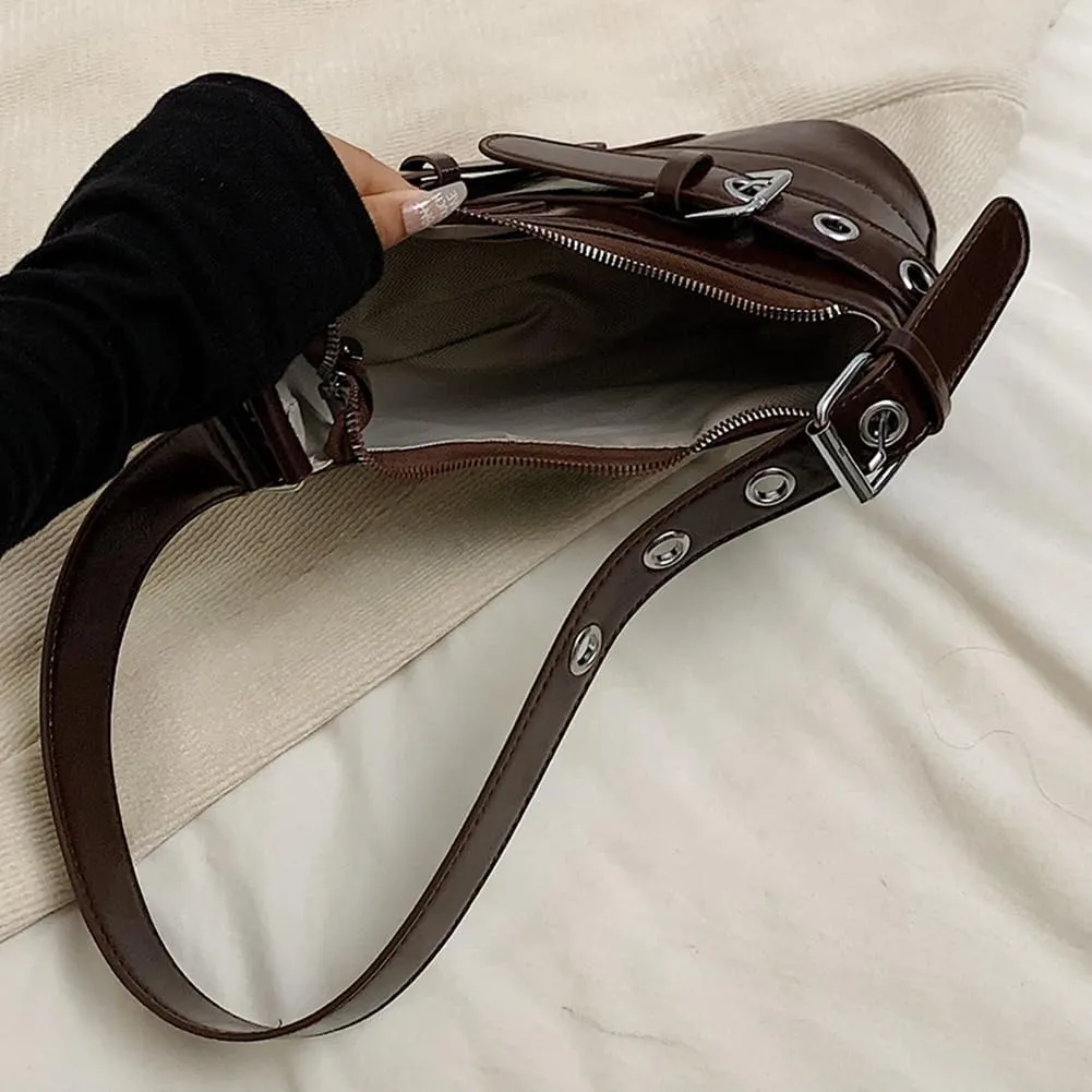 Shoulder Bag Y2k Purse for Women Punk Style Hobo Handbag Trendy Shoulder Purse Pu Leather Clutch Y2k Bag Fall Purse