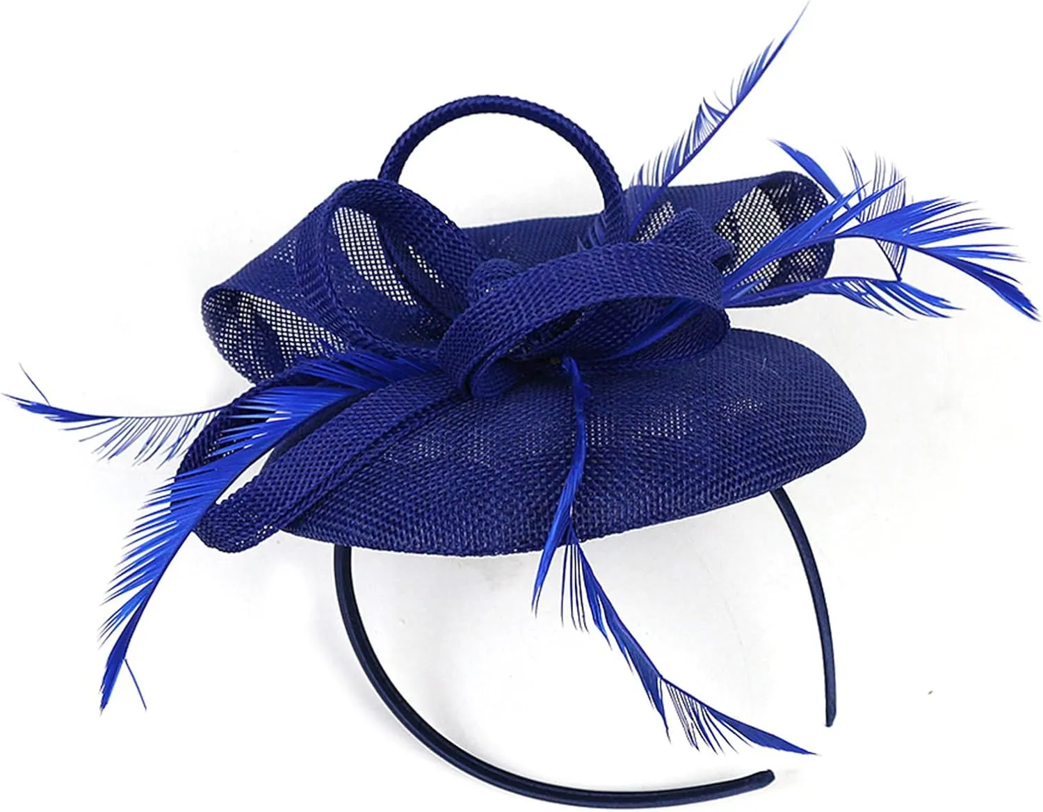 Sinamay Fascinator Hat Floral Feather Pillbox Derby Hats for Women Wedding Tea Party with Headband Clip