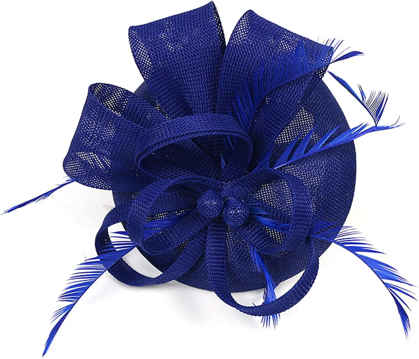 Sinamay Fascinator Hat Floral Feather Pillbox Derby Hats for Women Wedding Tea Party with Headband Clip