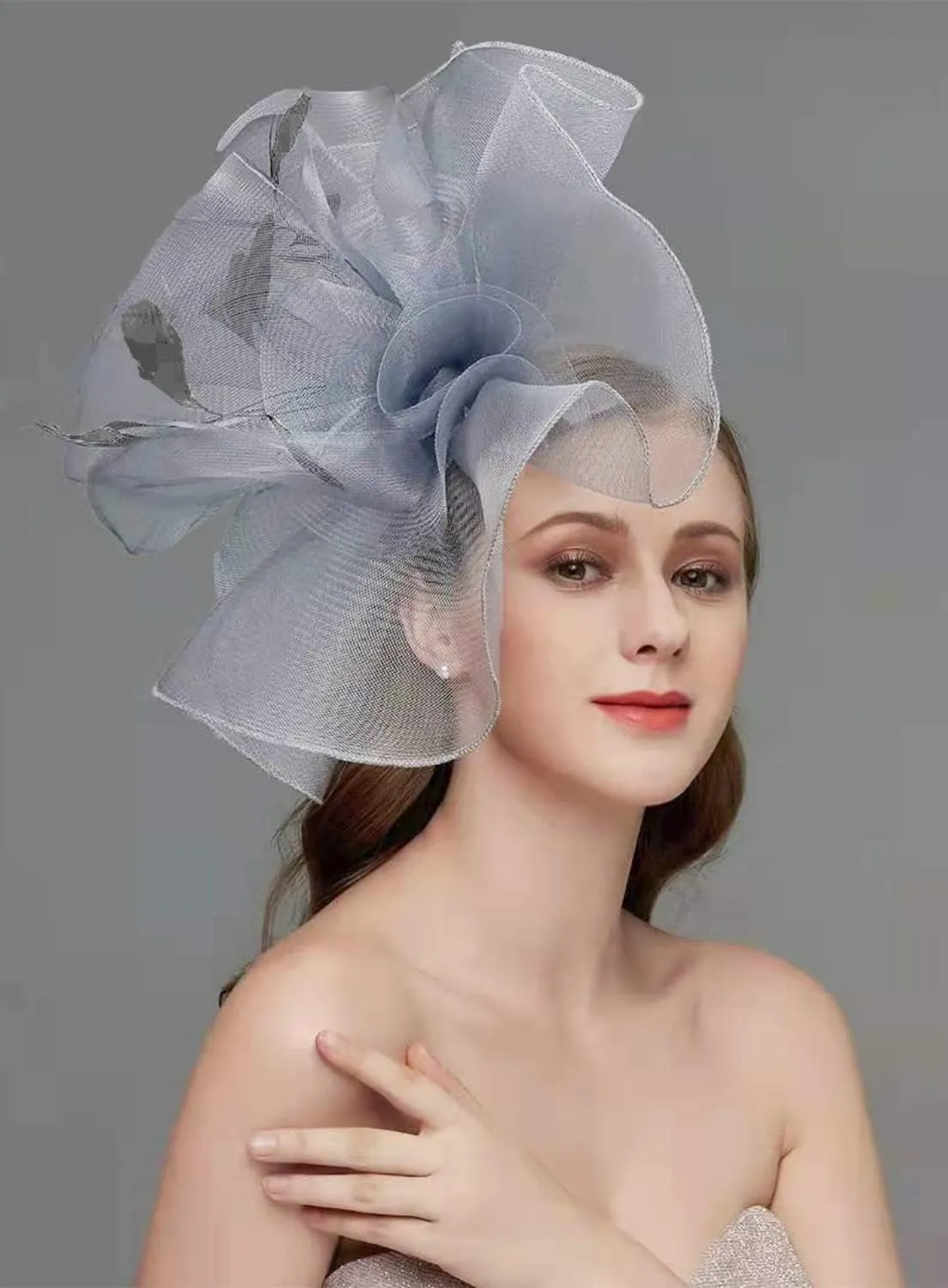 Sinamay Fascinator Hat Floral Feather Pillbox Derby Hats for Women Wedding Tea Party with Headband Clip