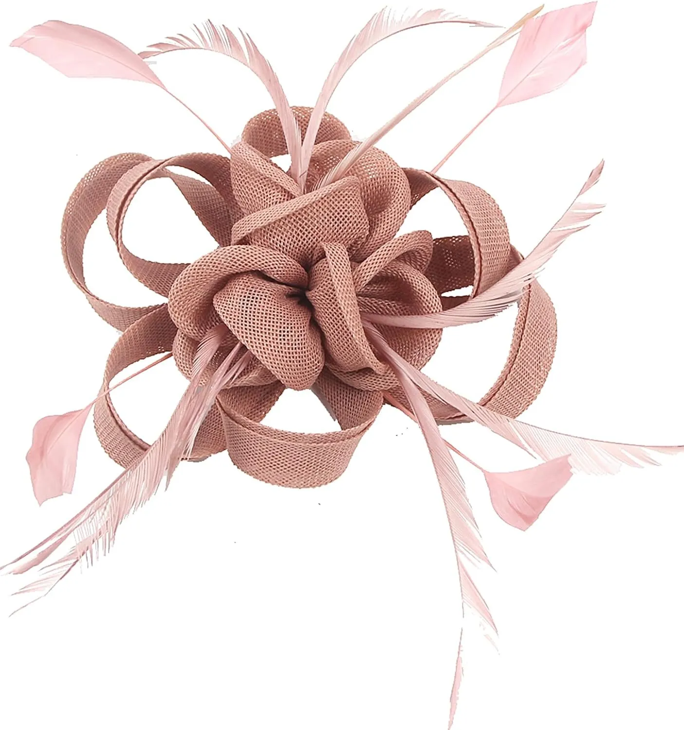 Sinamay Fascinator Hat Floral Feather Pillbox Derby Hats for Women Wedding Tea Party with Headband Clip