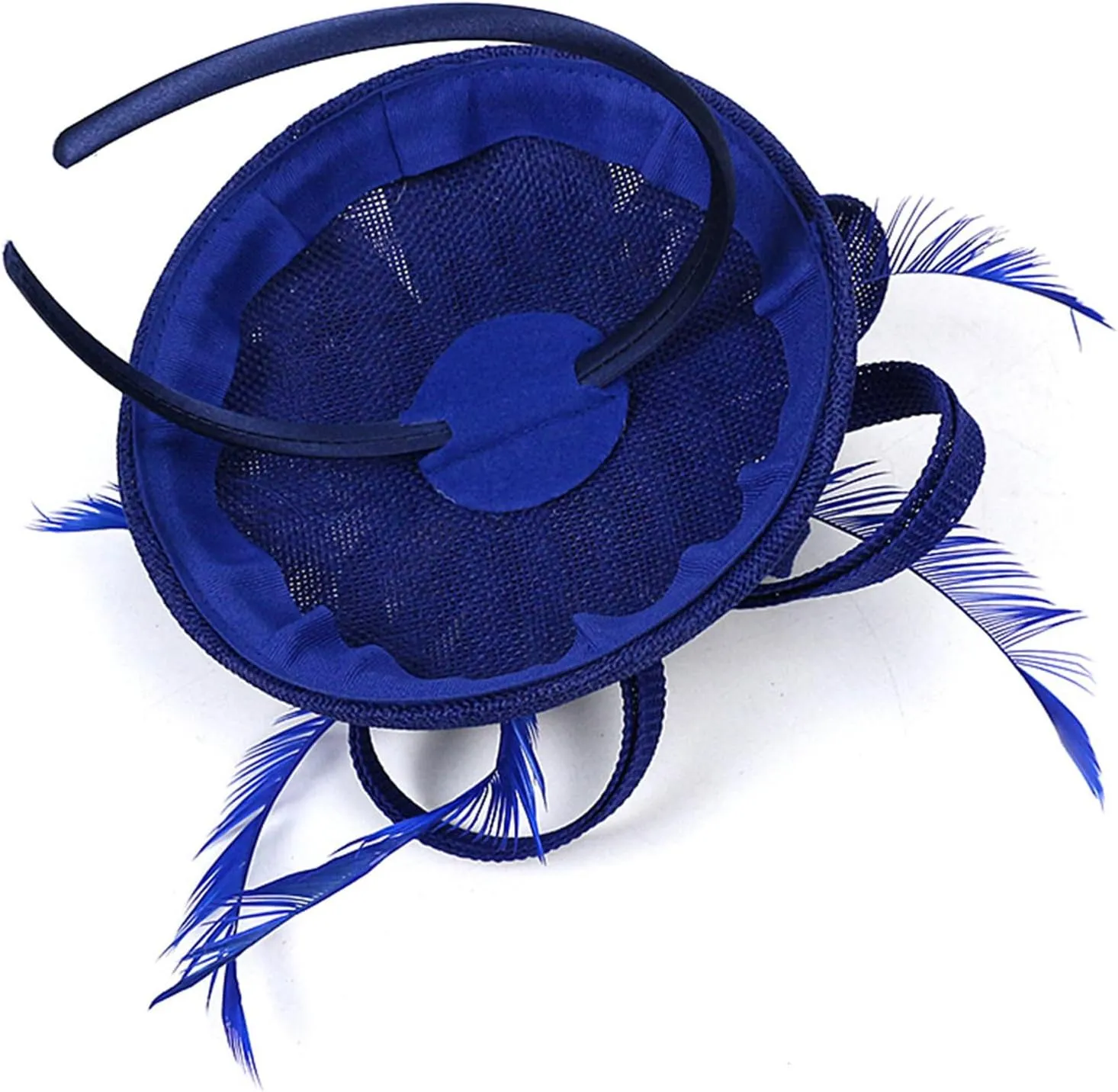 Sinamay Fascinator Hat Floral Feather Pillbox Derby Hats for Women Wedding Tea Party with Headband Clip