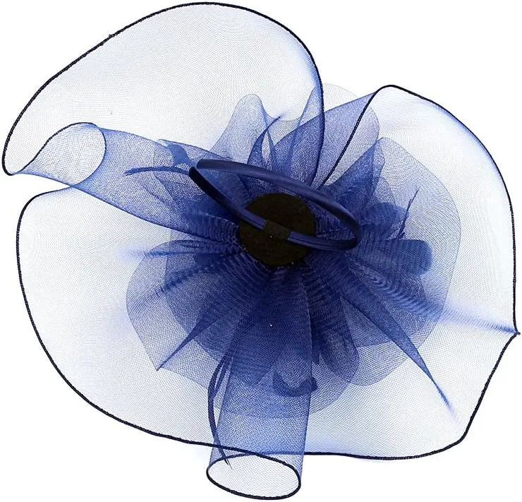 Sinamay Fascinator Hat Floral Feather Pillbox Derby Hats for Women Wedding Tea Party with Headband Clip