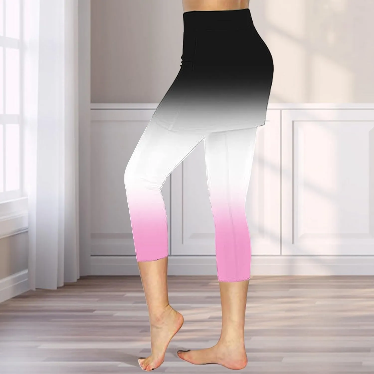Skirted Leggings for Women High Waisted Stretchy Soft Capri Leggings Athletic Golf Skorts Gym Tennis Yoga with Skirts