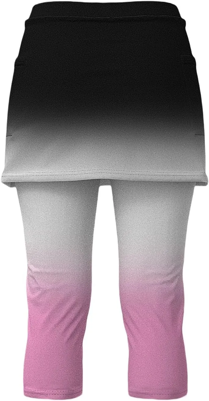 Skirted Leggings for Women High Waisted Stretchy Soft Capri Leggings Athletic Golf Skorts Gym Tennis Yoga with Skirts