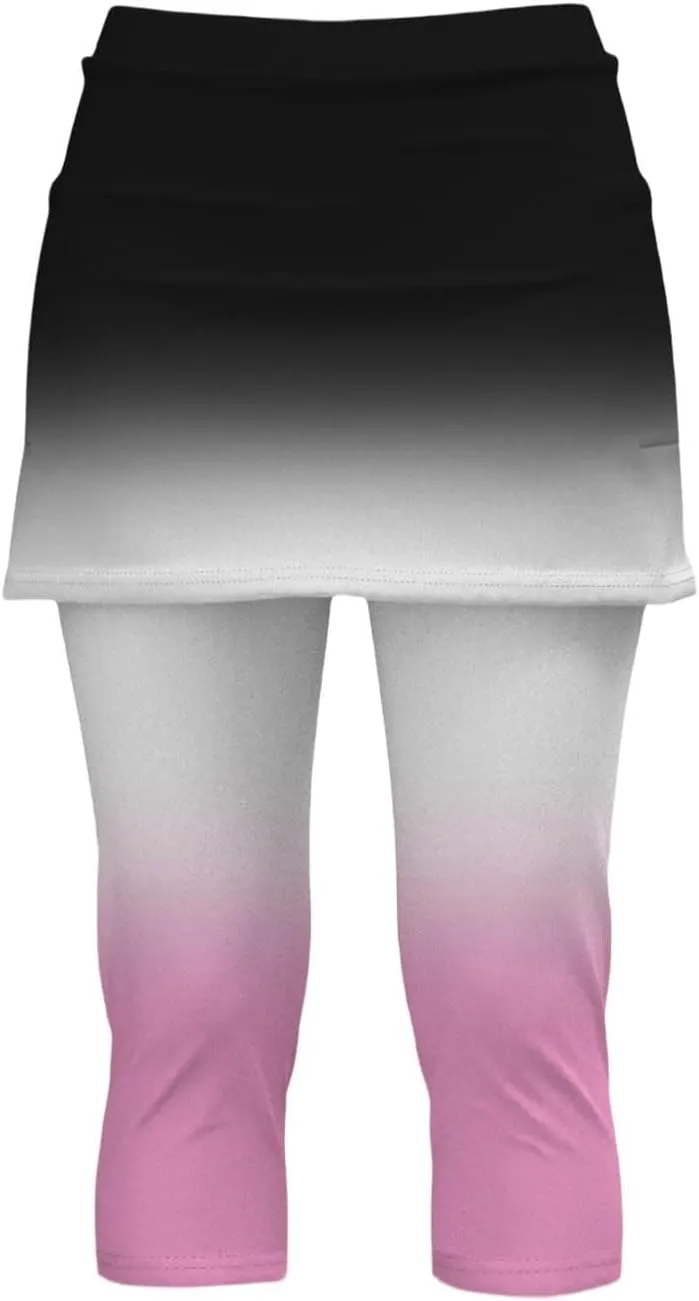 Skirted Leggings for Women High Waisted Stretchy Soft Capri Leggings Athletic Golf Skorts Gym Tennis Yoga with Skirts