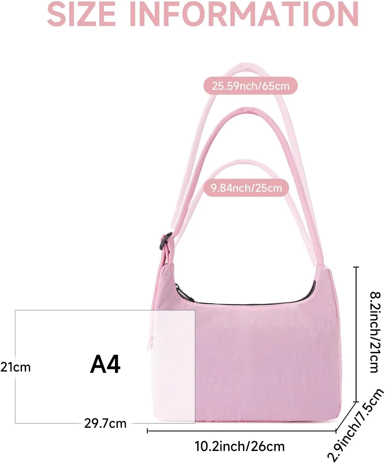 Small Nylon Shoulder Bag for Women Mini Crescent Purse with Adjustable Quilted Strap for Travel Casual Everyday