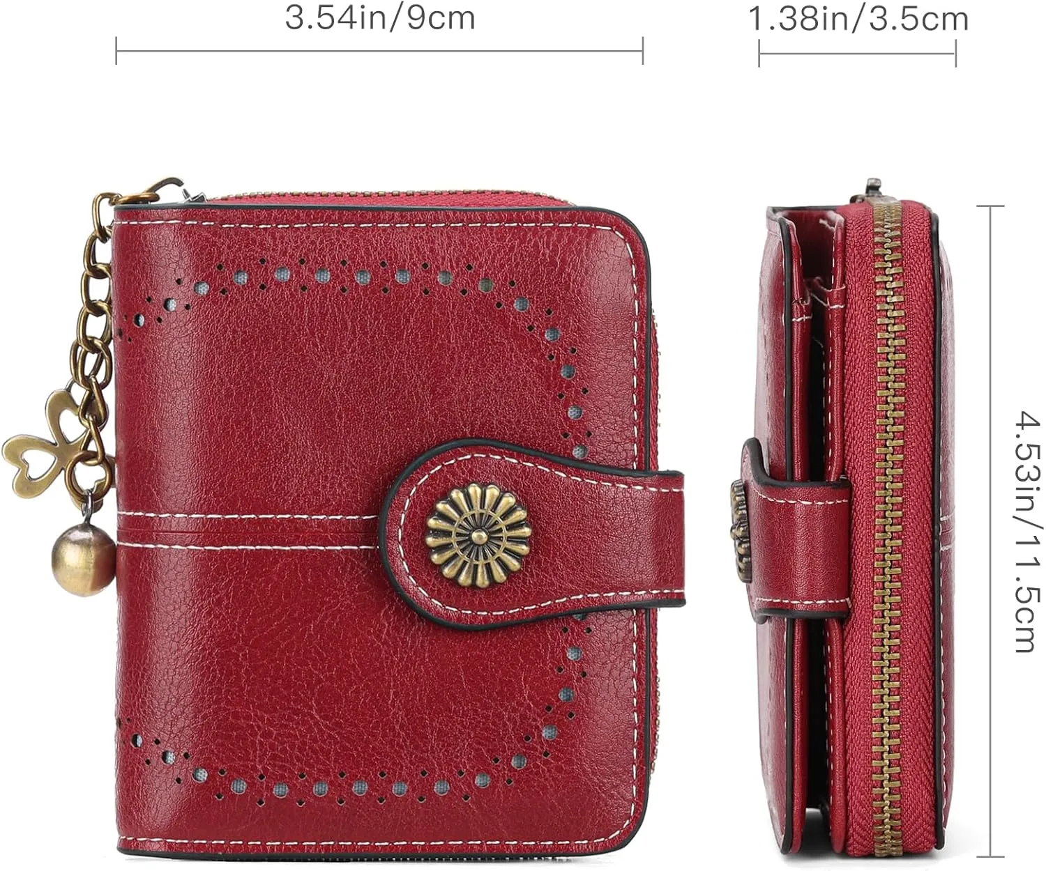 Small Wallet for Women Leather Bifold Compact RFID Blocking with Zipper Coin Pocket