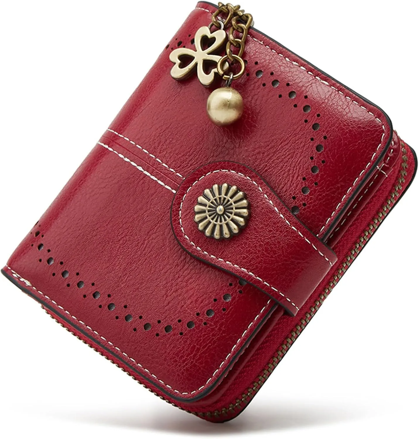 Small Wallet for Women Leather Bifold Compact RFID Blocking with Zipper Coin Pocket