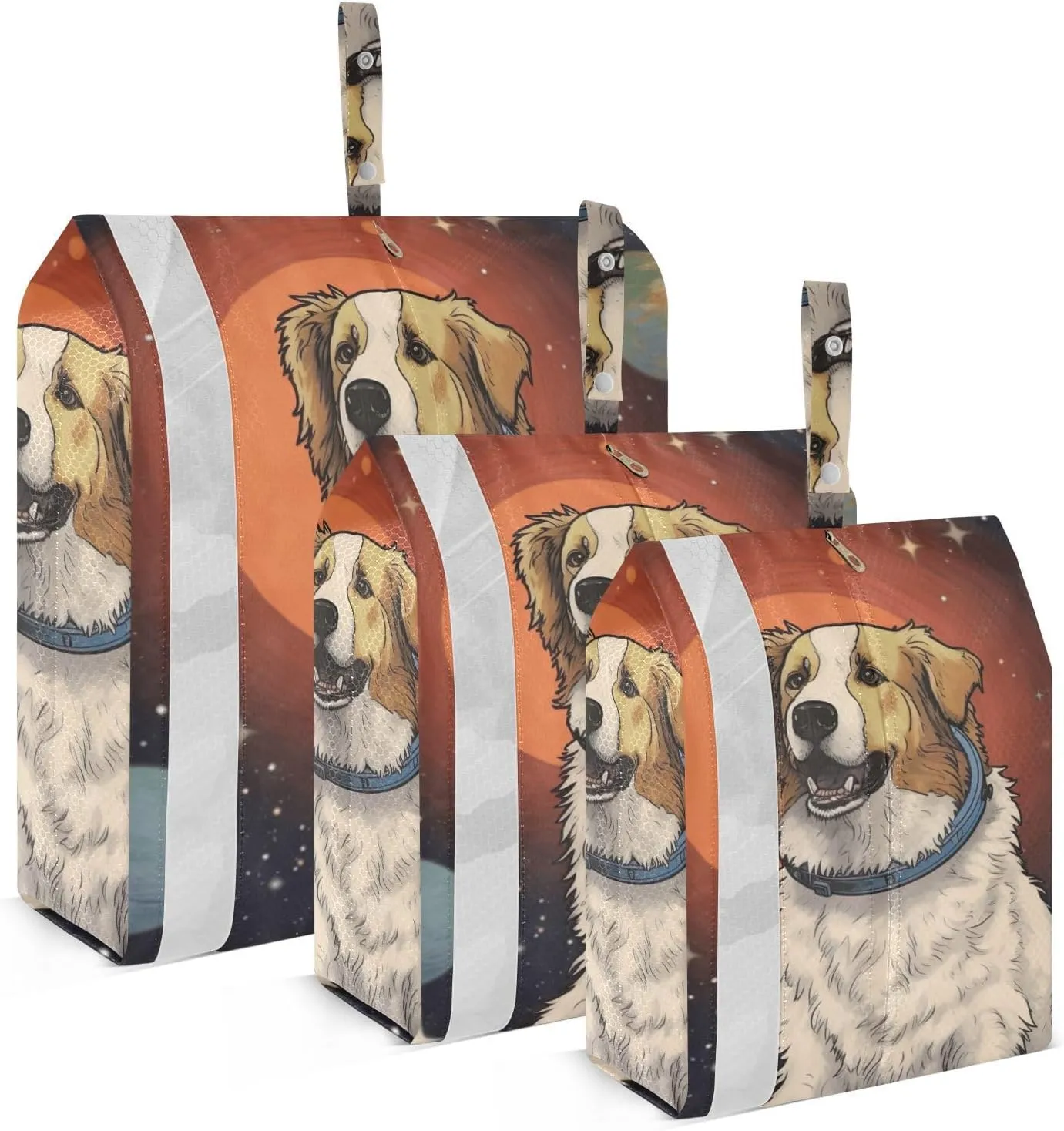 Space Dog Packing Cubes Set of 3, Lightweight Travel Luggage Organizers Foldable Bags for Easy Packing and Organization