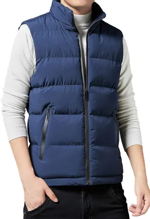 Spanye Men's Puffer Vests Quilted Warm Waistcoat Full-zip Packable Cotton Padded Jacket