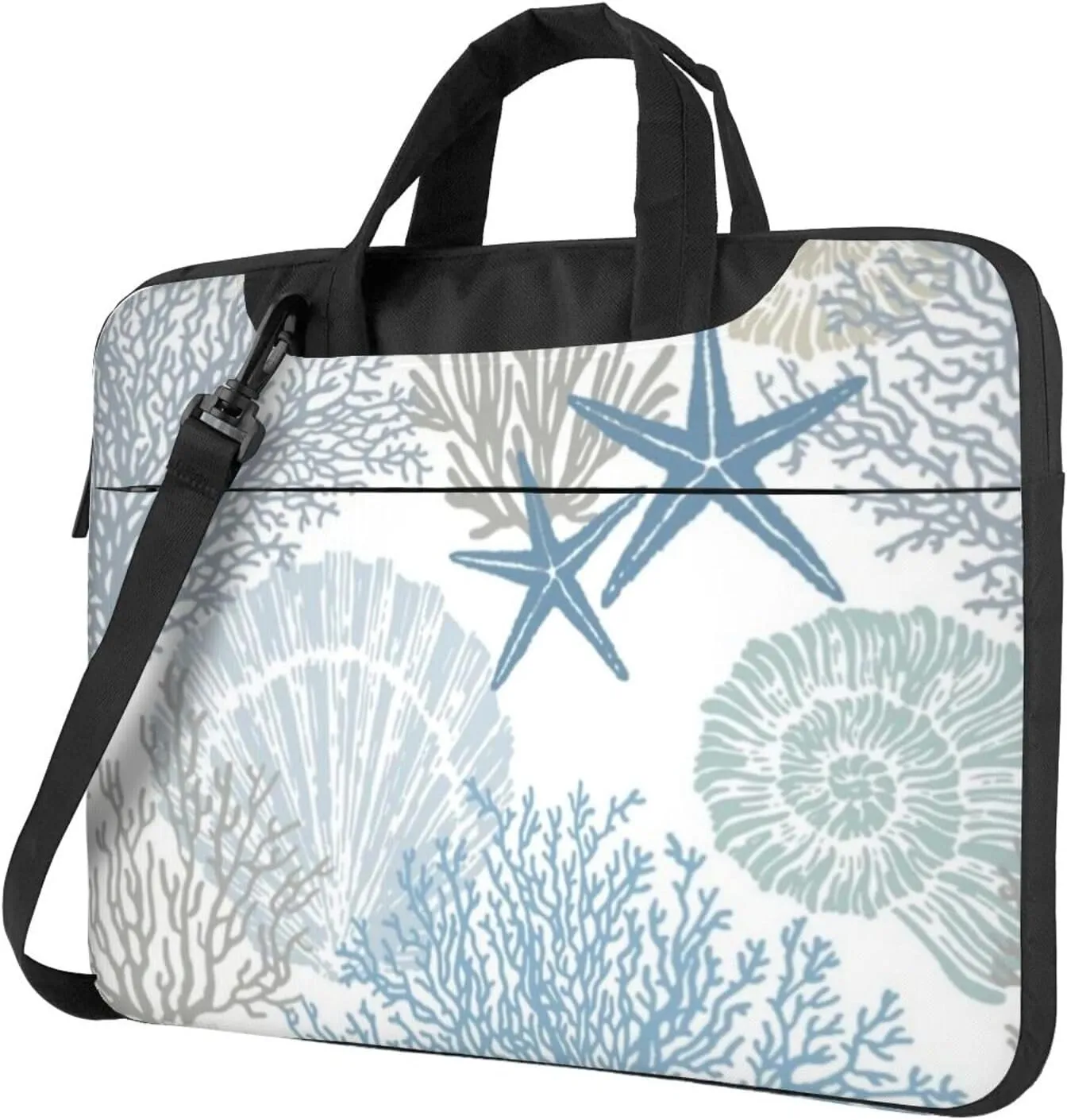 Starfish Seashell Coral Elegant 13-15.6 Inch Laptop Bag For Man And Women, Computer Messenger Bag, Trendy Shoulder Strap Design