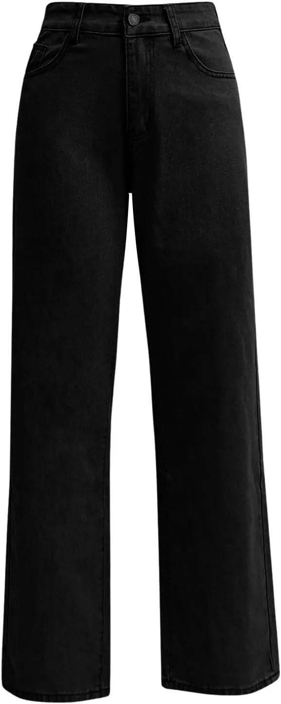Straight Leg Jeans for Women High Waisted Stretchy Wide Leg Boyfriend Denim Pants Trendy Versatile 90s Trouser Jeans