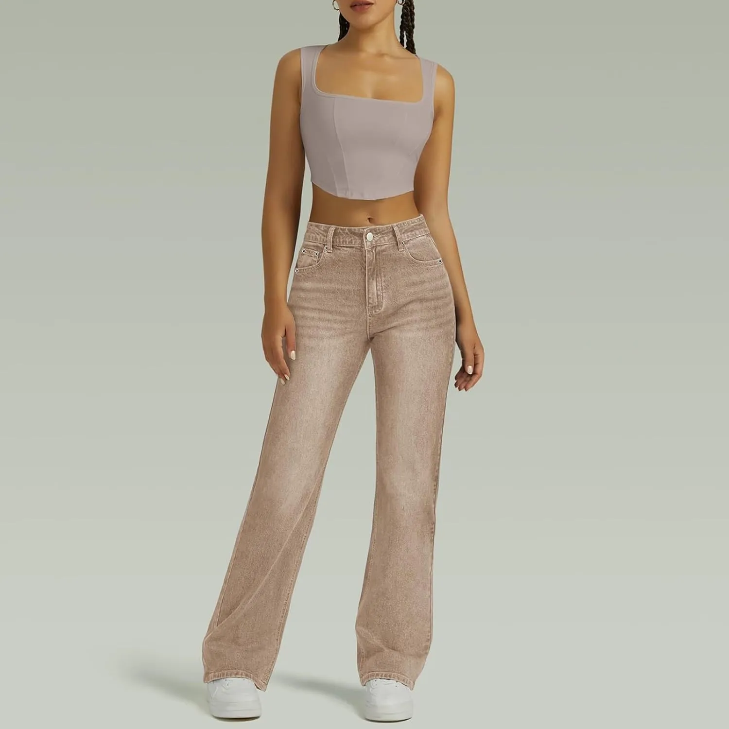Straight Leg Jeans for Women High Waisted Stretchy Wide Leg Boyfriend Denim Pants Trendy Versatile 90s Trouser Jeans