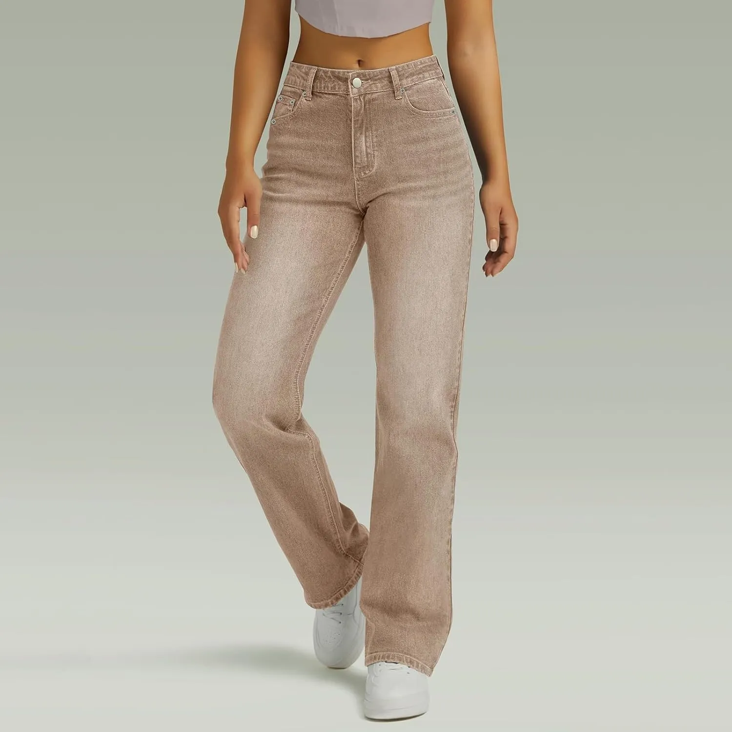 Straight Leg Jeans for Women High Waisted Stretchy Wide Leg Boyfriend Denim Pants Trendy Versatile 90s Trouser Jeans