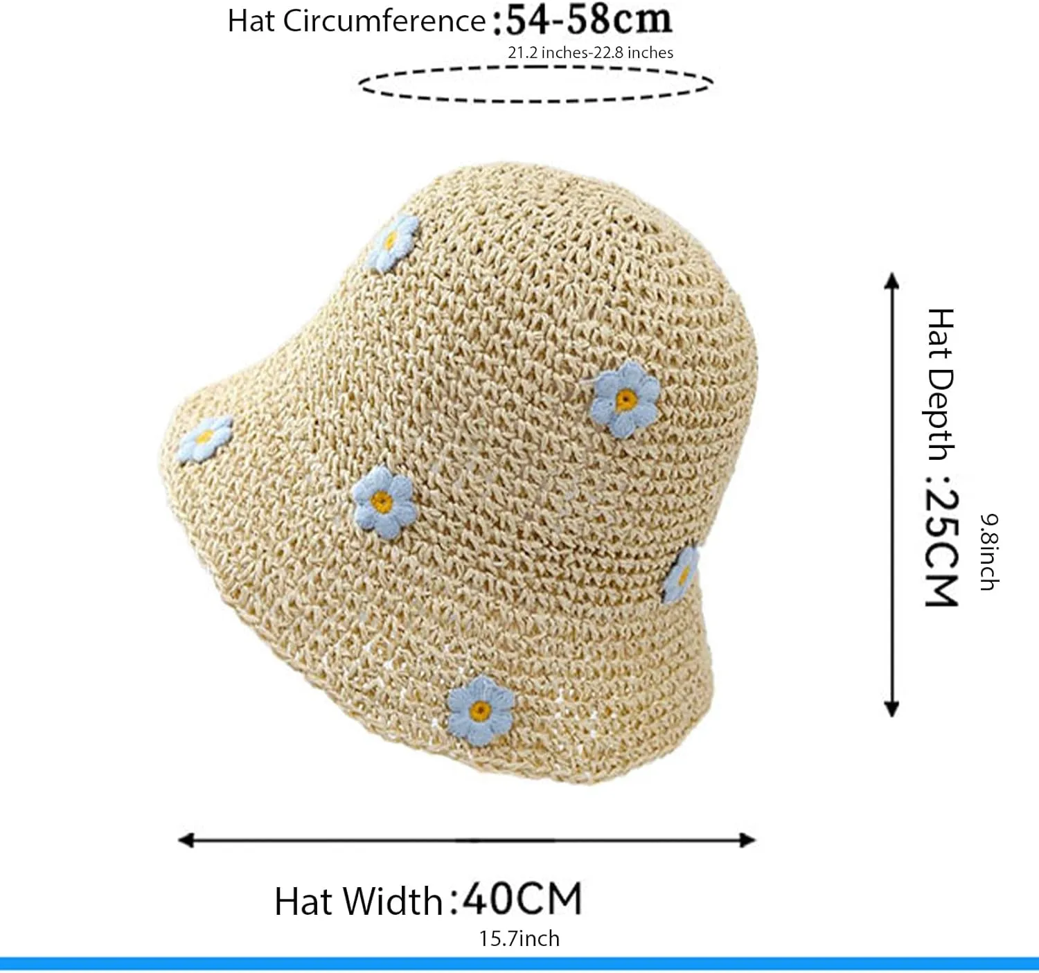 Straw Bucket Hats for Women Cute Straw Bucket Visor Hats Sun Wide Brim Packable Summer Crochet Beach Hat Gifts Travel