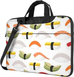 Sushi Print Elegant 13-15.6 Inch Laptop Bag For Man And Women, Computer Messenger Bag, Trendy Shoulder Strap Design