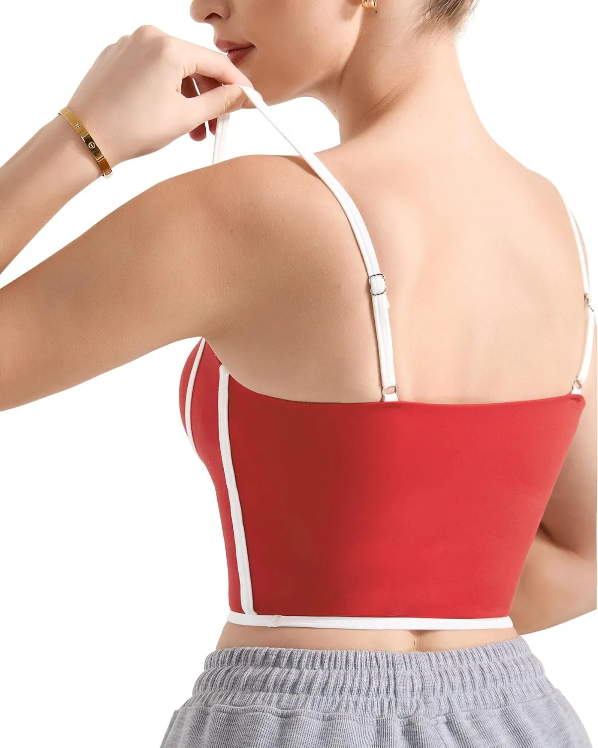 SUUKSESS Women Square Neck Longline Sports Bra Padded Basic Workout Cami Tank Top