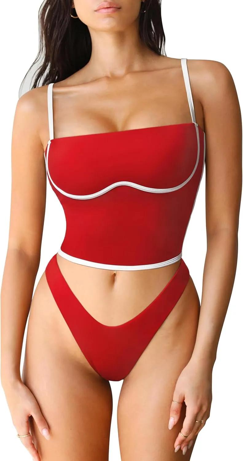 SUUKSESS Women Square Neck Longline Sports Bra Padded Basic Workout Cami Tank Top