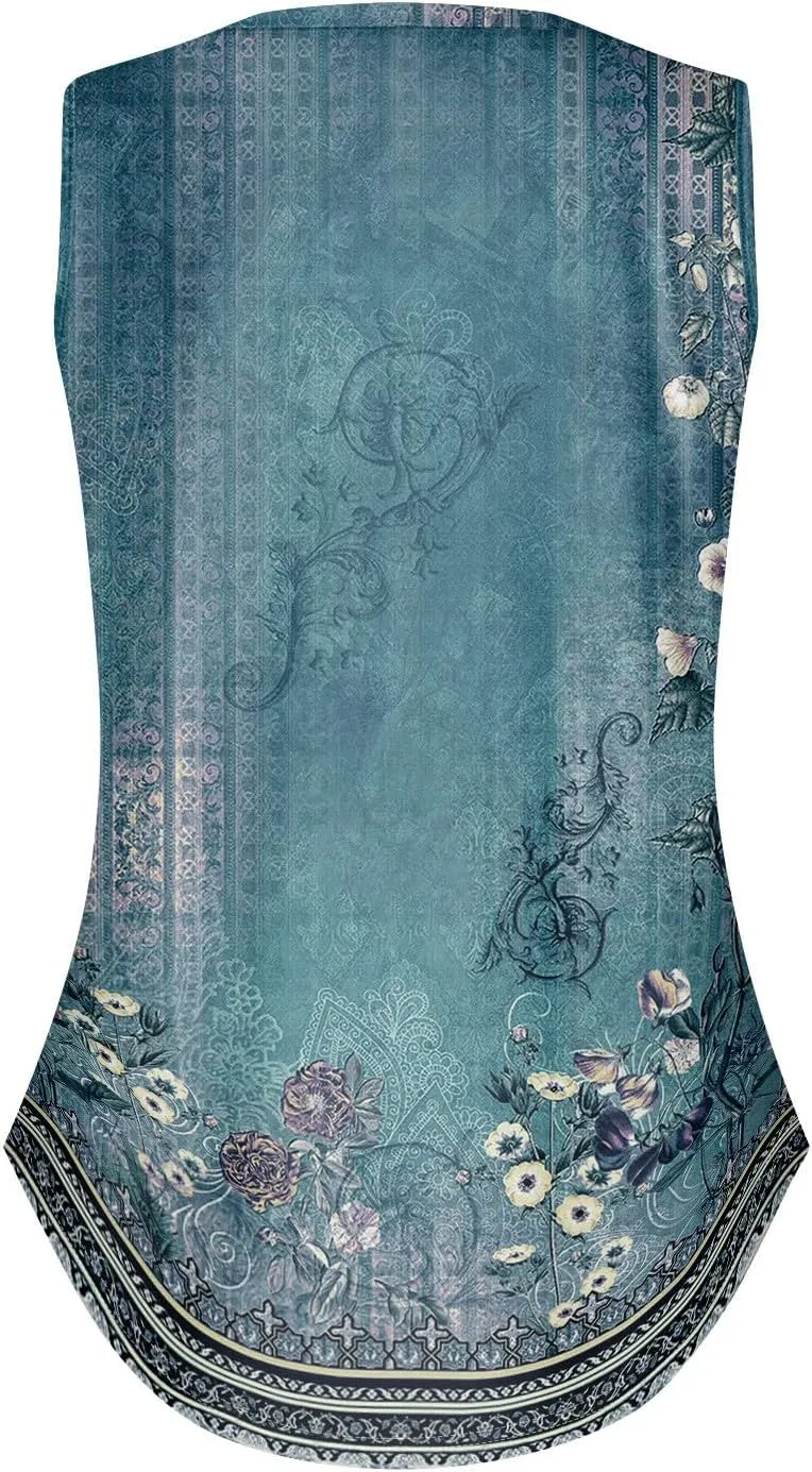 Tank Tops for Women 2025 Loose Fit V Neck Dressy Casual Tops Sleeveless Floral Print Shirts Summer Trendy Tank Tops