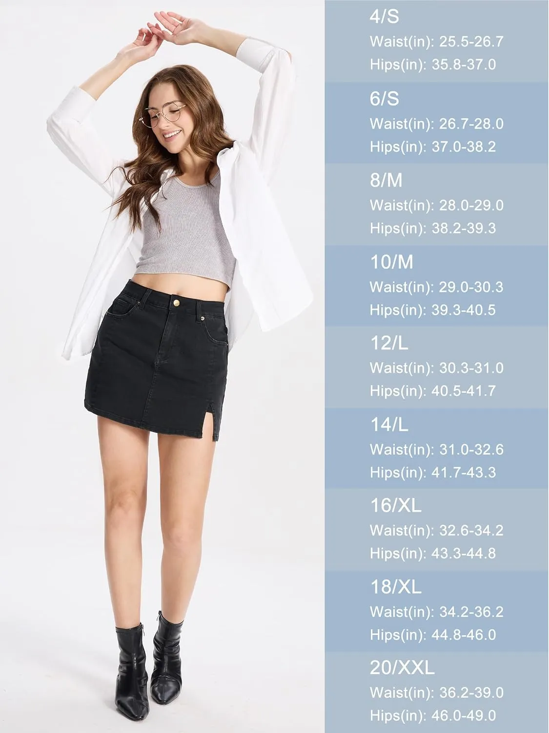 Tapata Skorts Skirts for Women High Waisted Denim Mini Casual Stretchy Jean Skirt Slit with Shorts