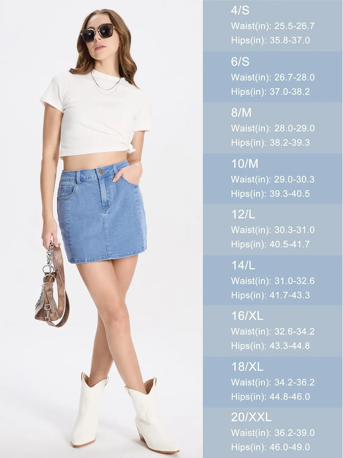 Tapata Skorts Skirts for Women High Waisted Denim Mini Casual Stretchy Jean Skirt Slit with Shorts