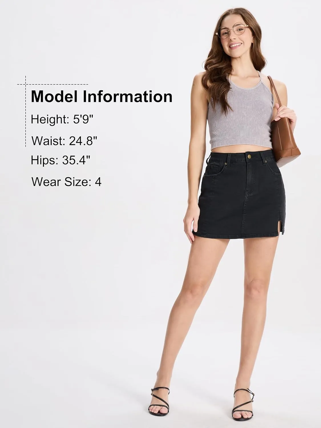 Tapata Skorts Skirts for Women High Waisted Denim Mini Casual Stretchy Jean Skirt Slit with Shorts