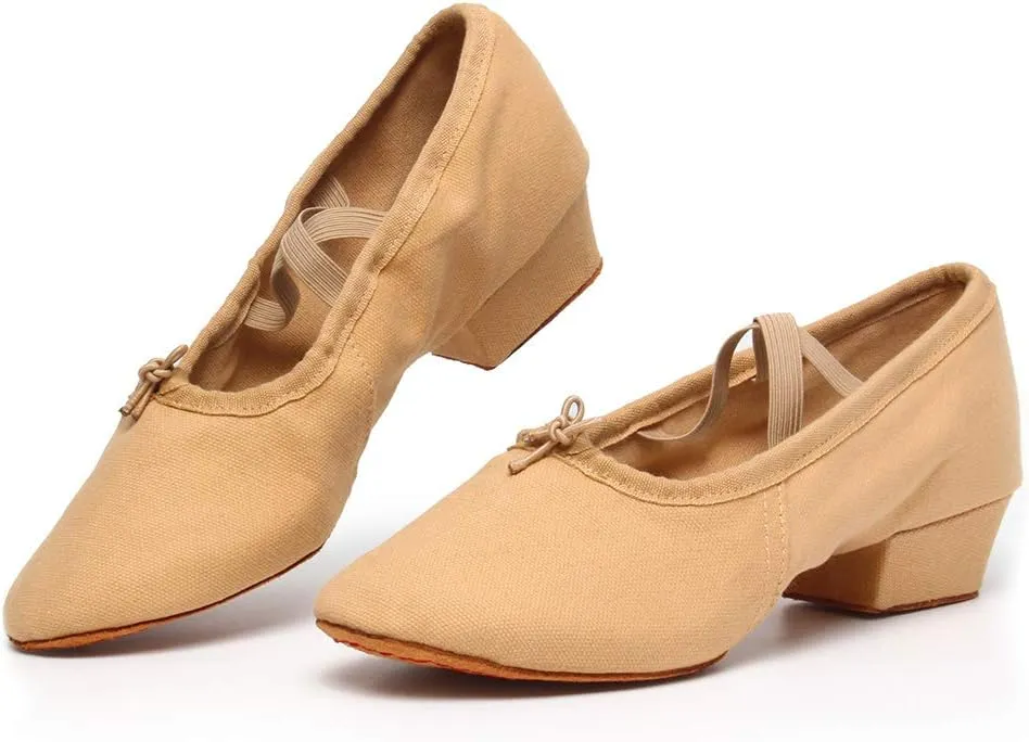 TINRYMX Women Canvas Latin Dance Shoes Ballroom Character Teacher Shoes