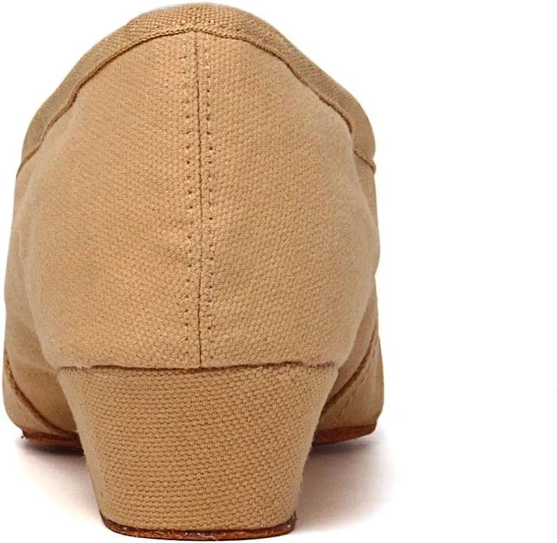 TINRYMX Women Canvas Latin Dance Shoes Ballroom Character Teacher Shoes