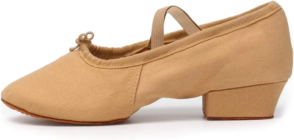 TINRYMX Women Canvas Latin Dance Shoes Ballroom Character Teacher Shoes
