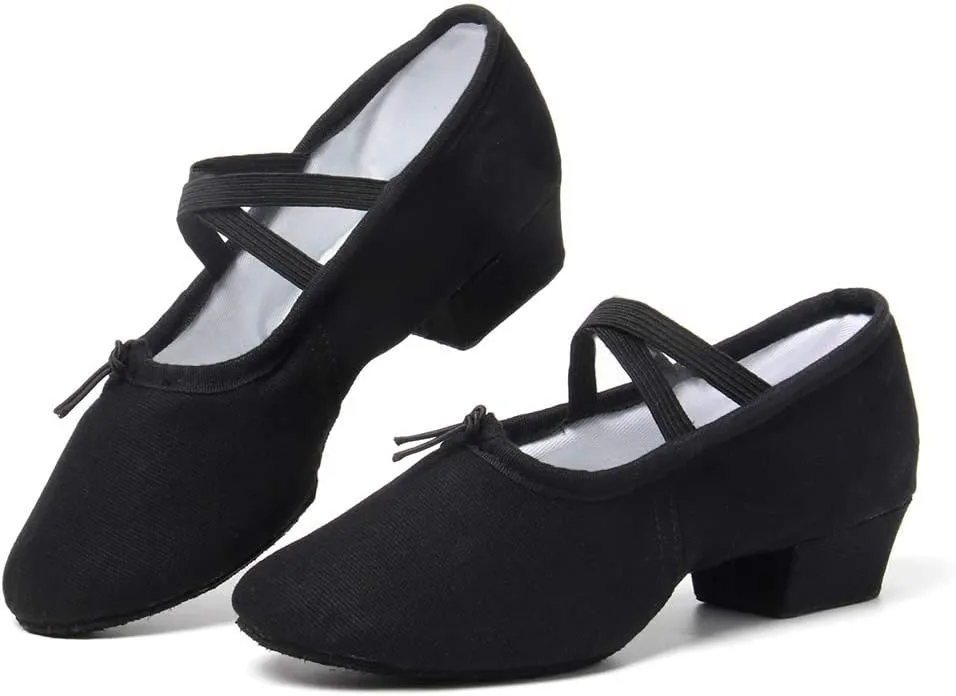 TINRYMX Women Canvas Latin Dance Shoes Ballroom Character Teacher Shoes