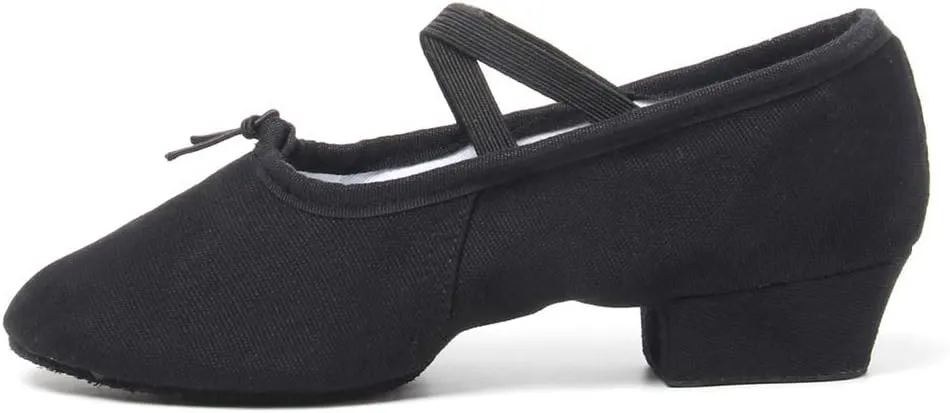 TINRYMX Women Canvas Latin Dance Shoes Ballroom Character Teacher Shoes