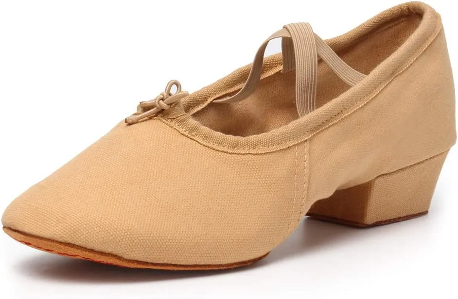 TINRYMX Women Canvas Latin Dance Shoes Ballroom Character Teacher Shoes