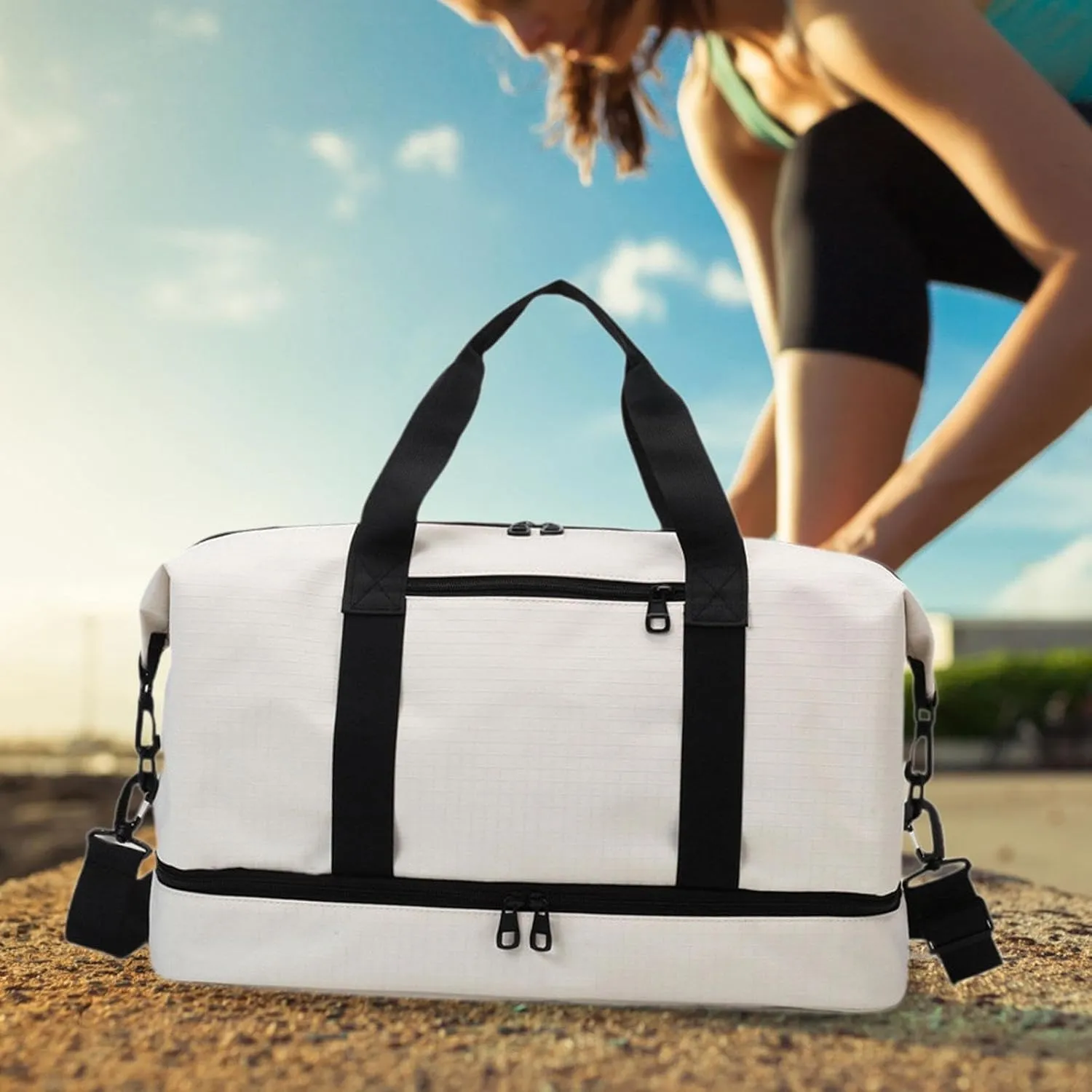 Travel Bag for Airlines And Gym Use Compact Duffel for Weekend Adventures, White